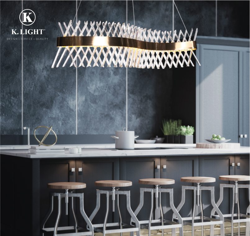 K.Light Wave Golden Oblique Crystal LED Chandelier 48W – view 2