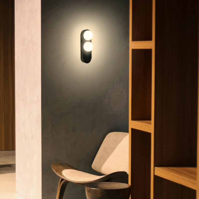 Spazio Due Black / Opal Wall Light – view 2