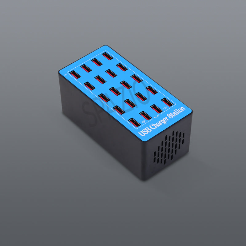 Spazio Usb Charger - 20 Port Black & Blue – main view