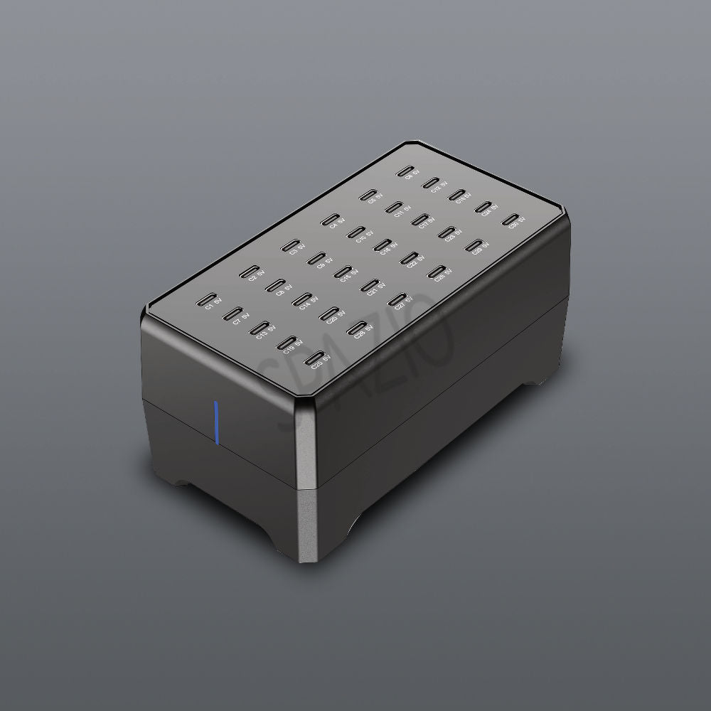 Spazio Usb Type-C 30 Port Charger Black Table Lamp – main view